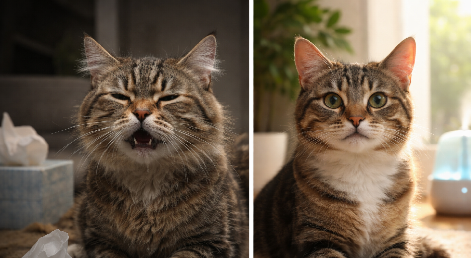 cat sneezing home treatment
