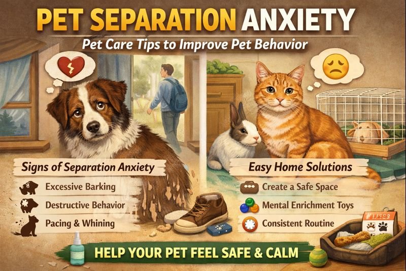Pet separation anxiety signs and pet care solutions to improve pet behavior