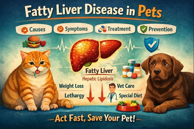 fatty liver disease in pets showing symptoms causes and treatment in cats and dogs