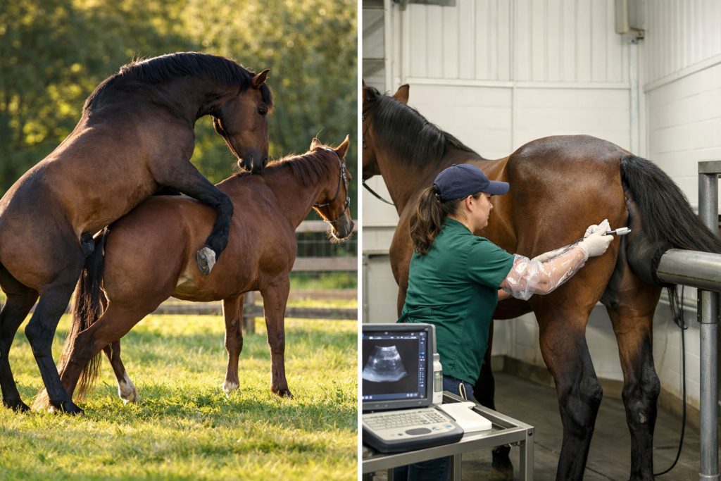 Natural horse breeding vs artificial insemination in horses
