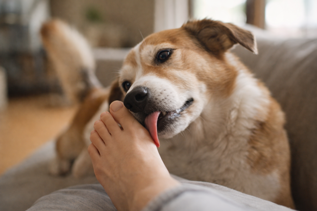 why does my dog lick my feet